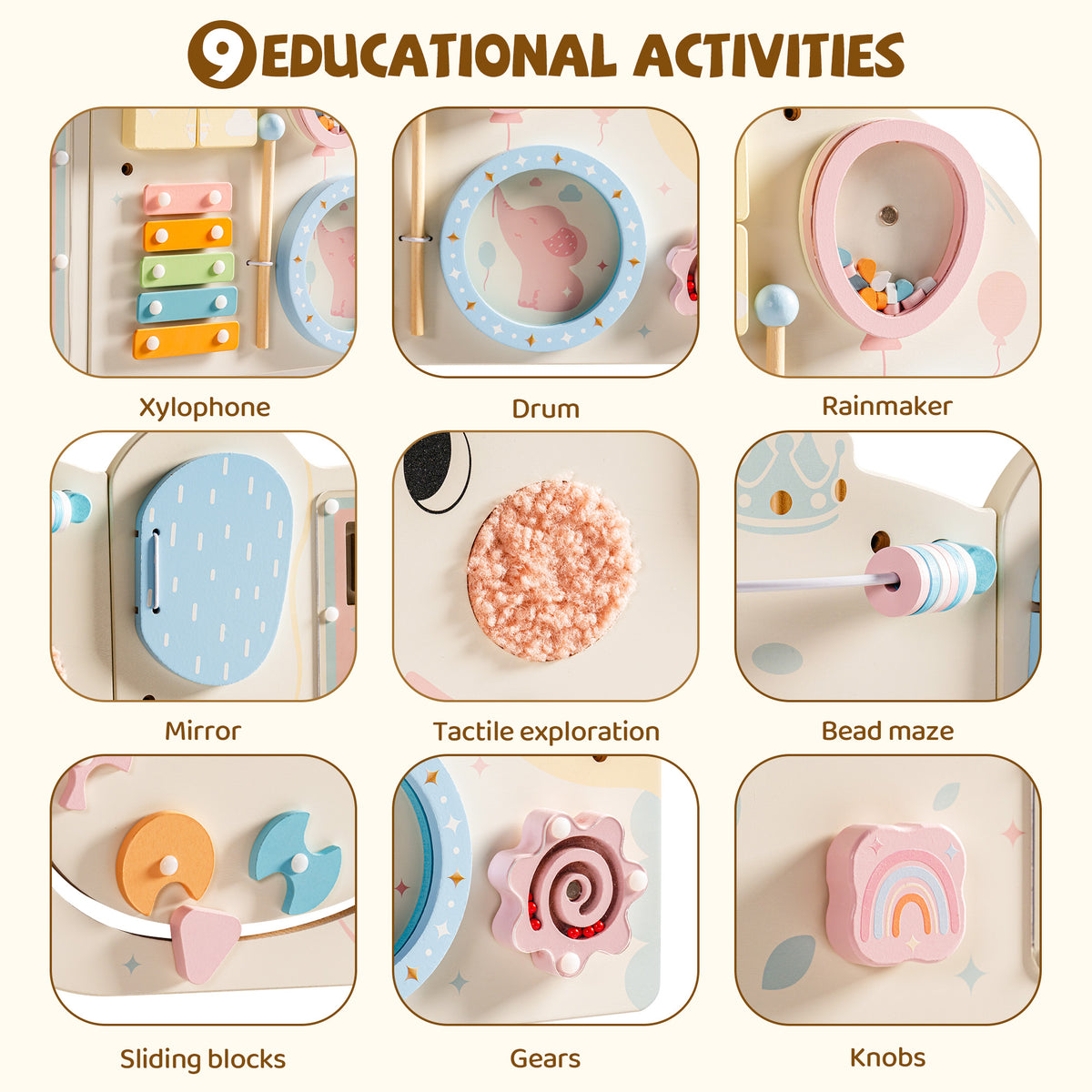 ROBUD Wooden Cream Elephant Busy Board, view 10