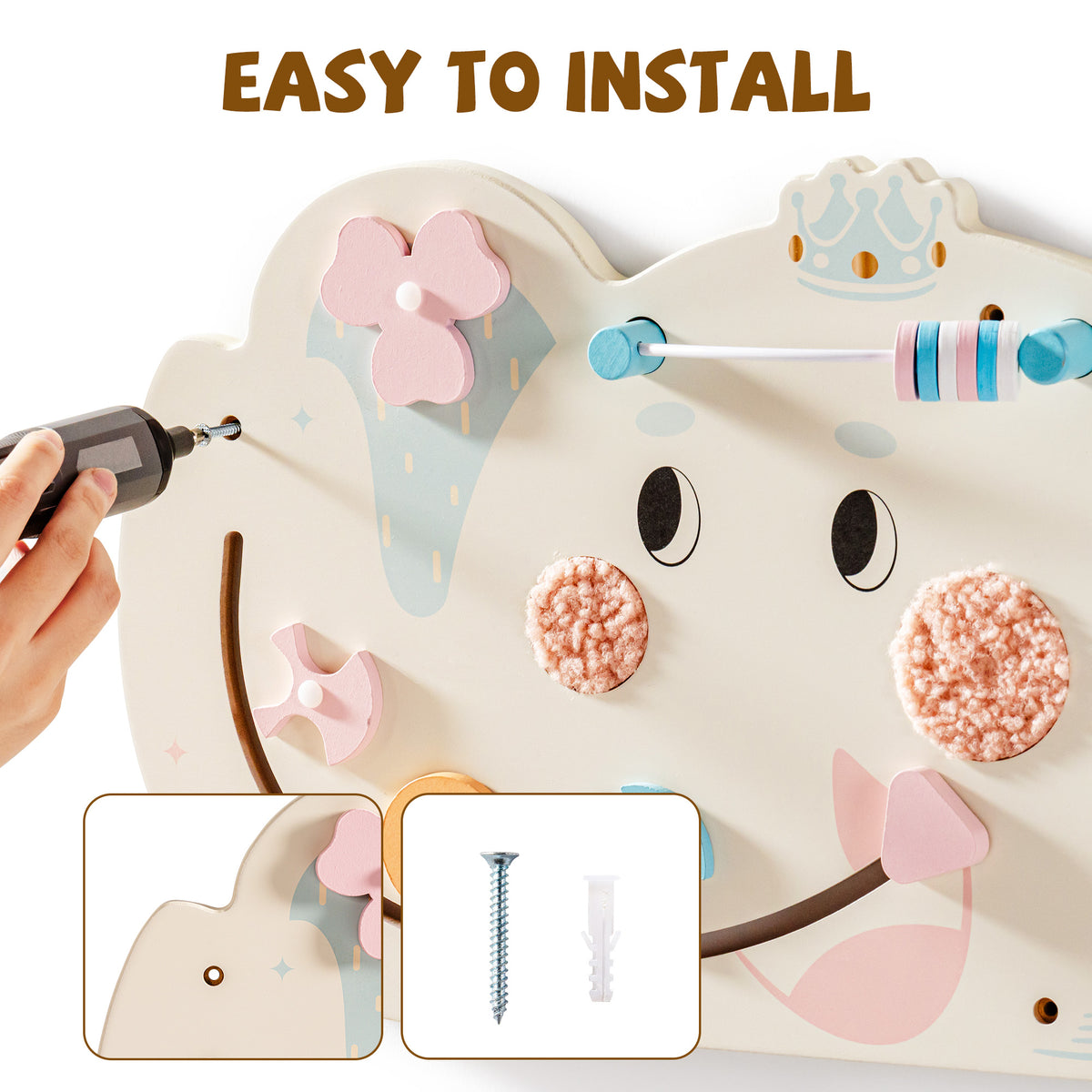 ROBUD Wooden Cream Elephant Busy Board, view 7