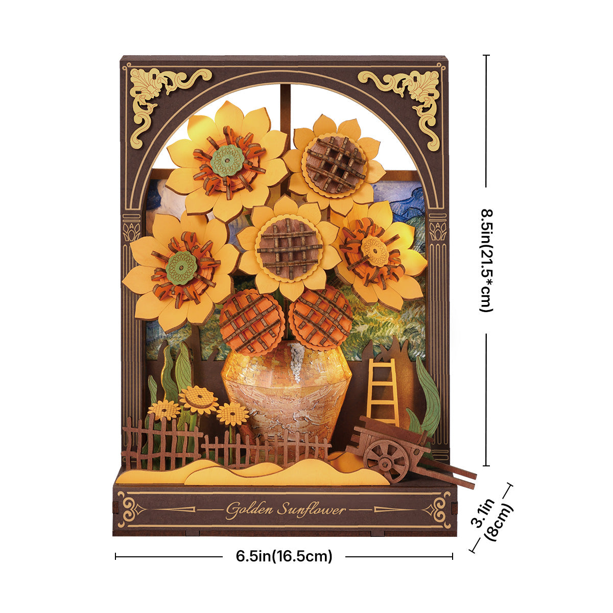 Rowood Golden Sunflower Wall Art 3D Wooden Puzzle TH002, 3D wooden wall art puzzle, in-use demonstration