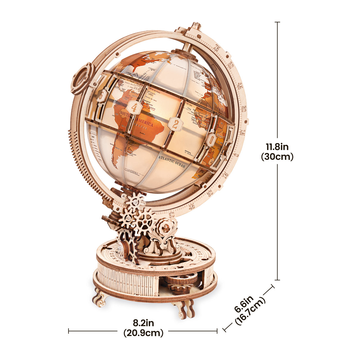 ROKR Luminous Globe 3D Wooden Puzzle ST003D (Electric Version) ST003D, illuminated scene showing lighting feature