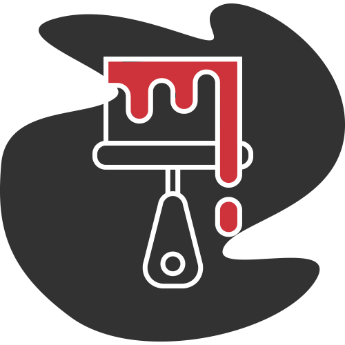 Robotime brand red and dark grey light bulb icon with heart filament inside on a dark organic shaped background