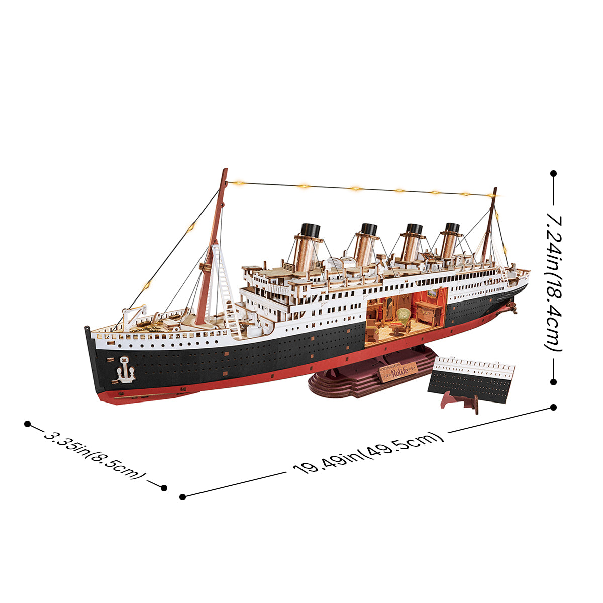 Rolife 1912·Eternal Atlantic Voyager 3D Wooden Puzzle 3D wooden puzzle model, styled lifestyle scene with model assembled