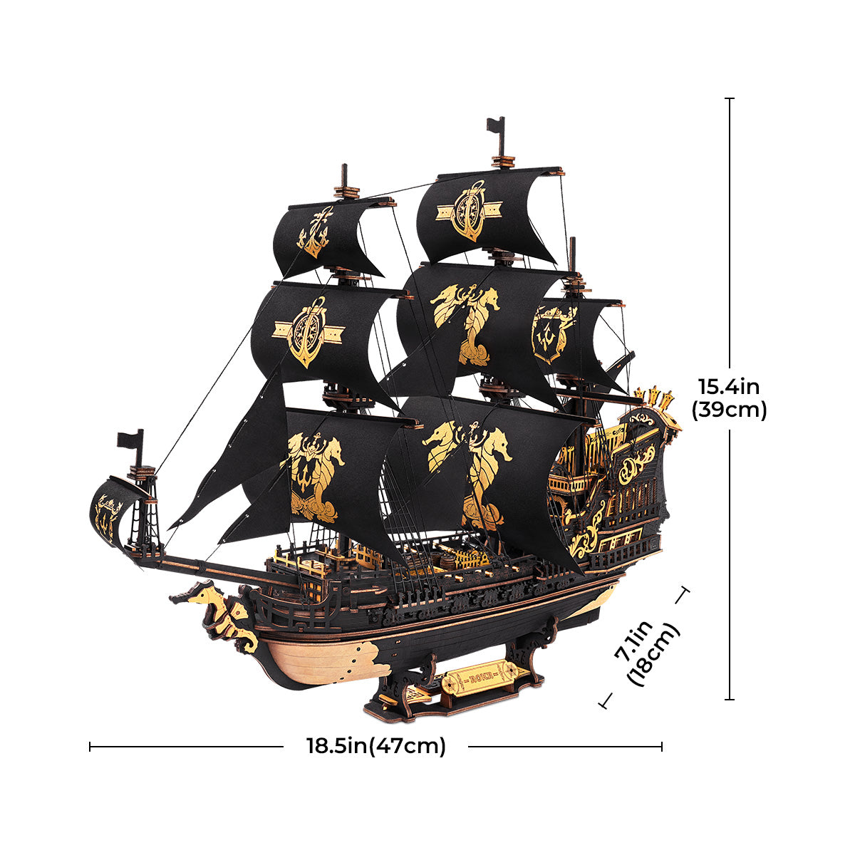 ROKR The Seahorse Barque 3D Wooden Puzzle MCB02, 3D wooden ship model puzzle, in-use demonstration