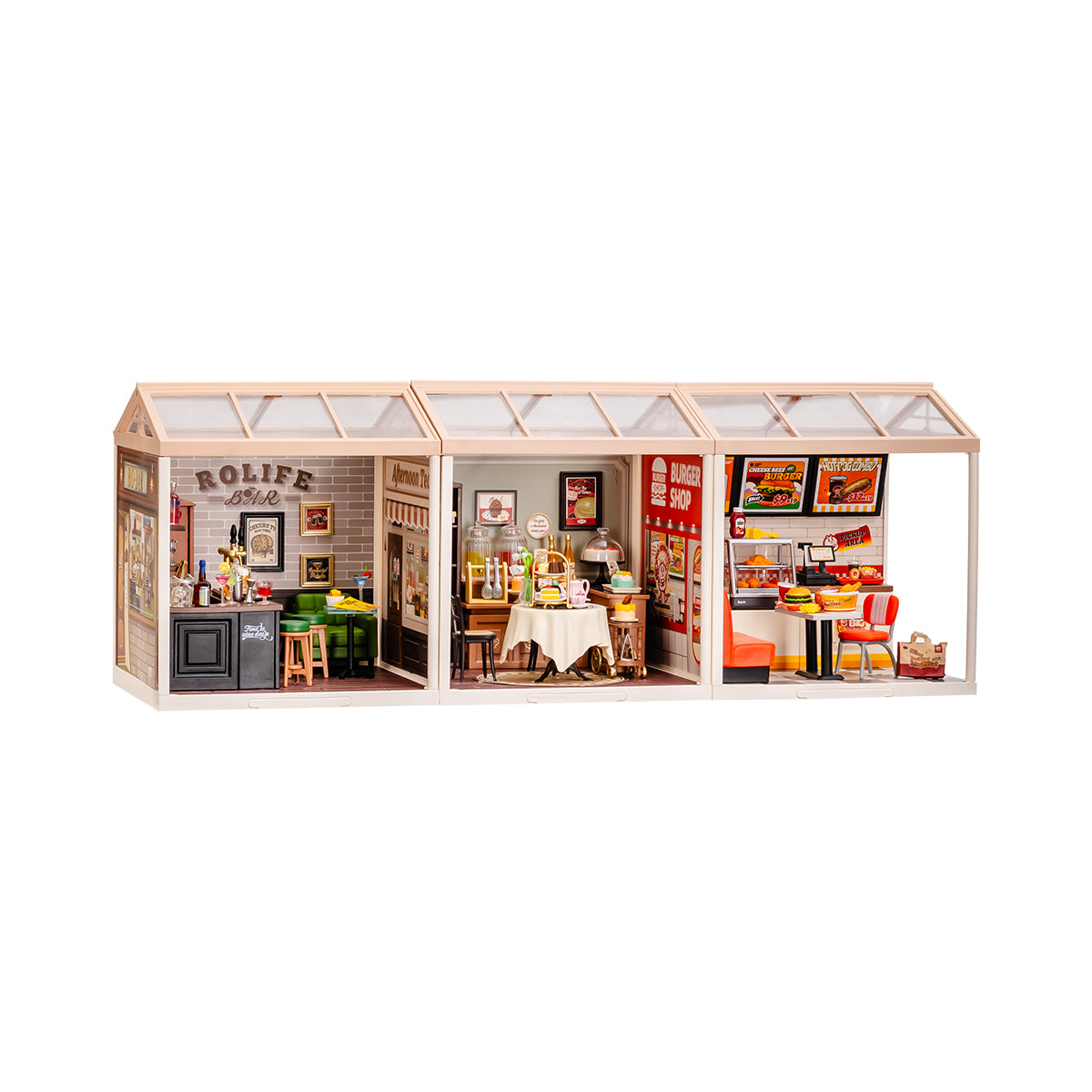 Rolife Super Creator 3 in һShape DIY miniature dollhouse kit, side profile detail shot