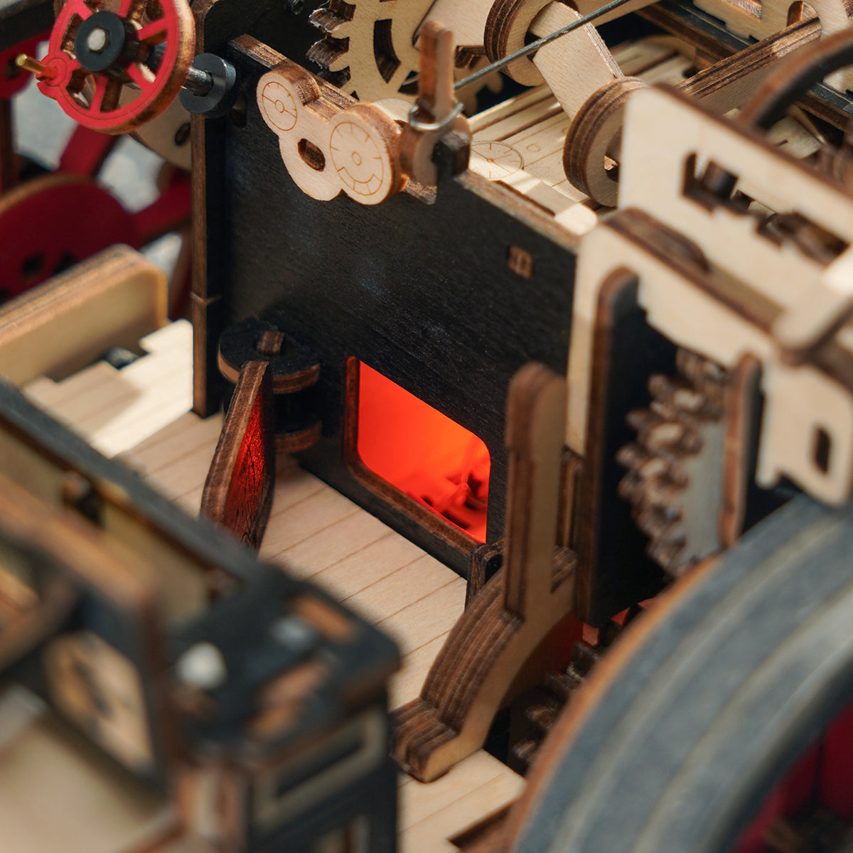 ROKR, Steam Engine, LKA01, 3D wooden steam engine puzzle, top-down view