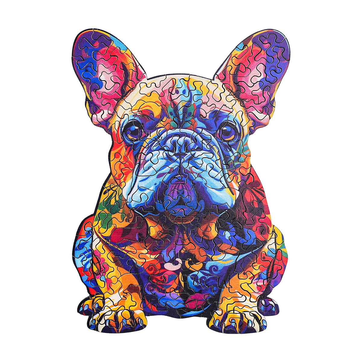 ROBOTIME, French Bulldog, wooden jigsaw puzzle, front view