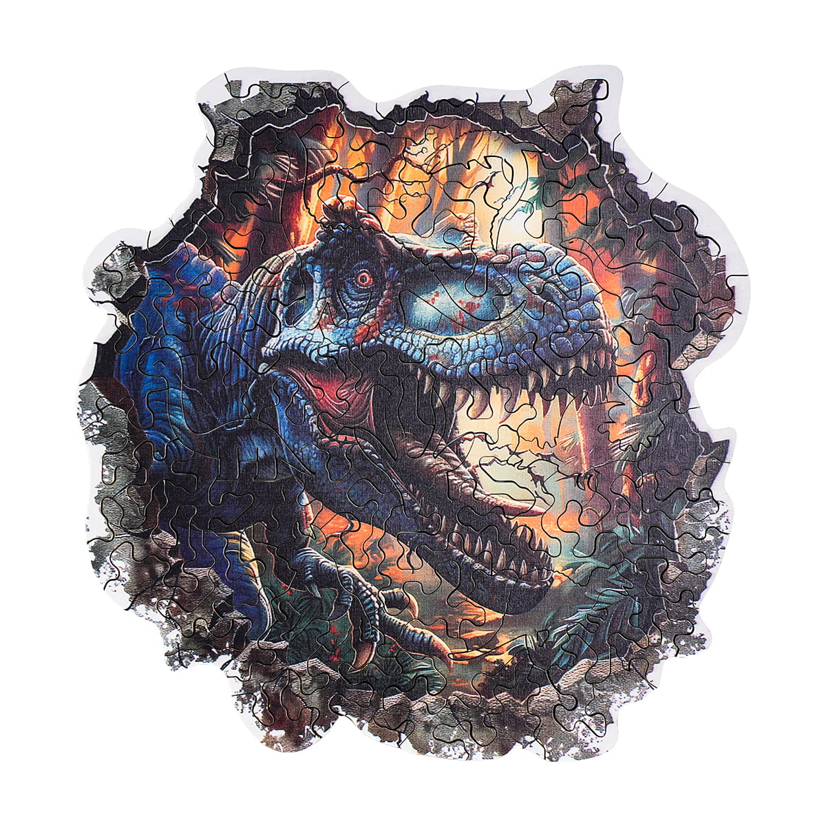 ROBOTIME, Wall Breaking T-Rex, wooden jigsaw puzzle, front view