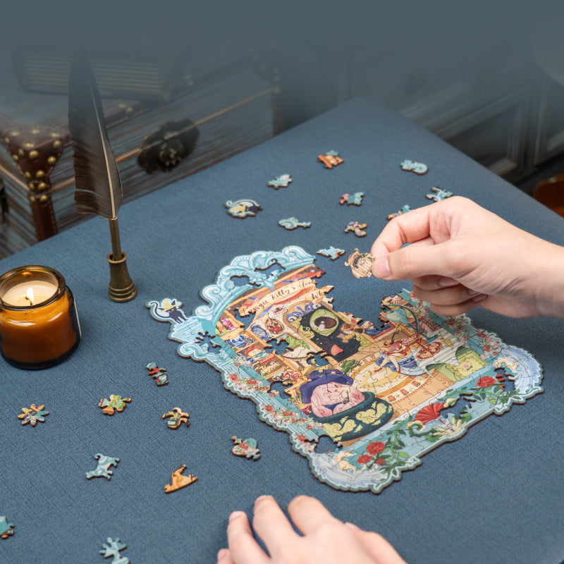 Rowood Magic Kitty's Home Wooden Jigsaw Puzzle TA009 3D wooden puzzle model, detail of decorative elements and finish