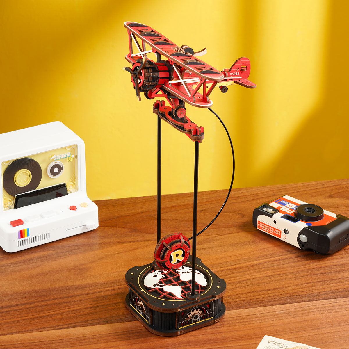 ROKR 3D wooden puzzle kit MCD01, angled view showing front and side