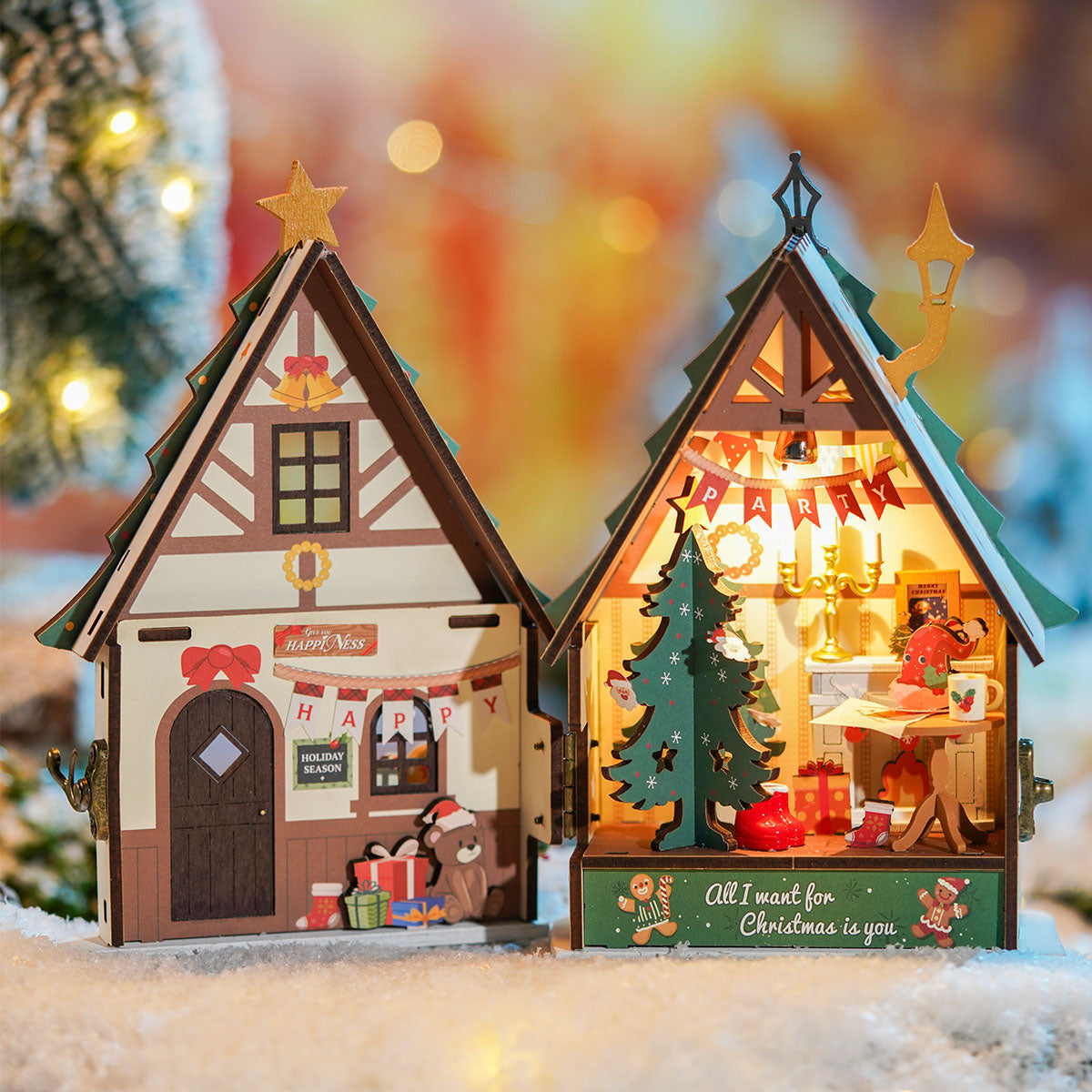 Maison de Noël scintillante Rolife Maison miniature à faire soi-même DS036