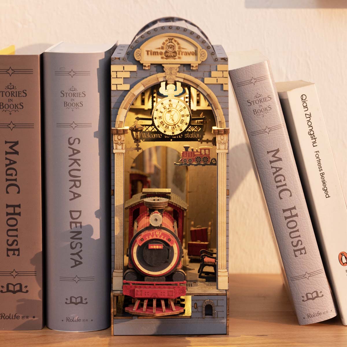Rolife, Time Travel, TGB04, DIY book nook kit, side angle