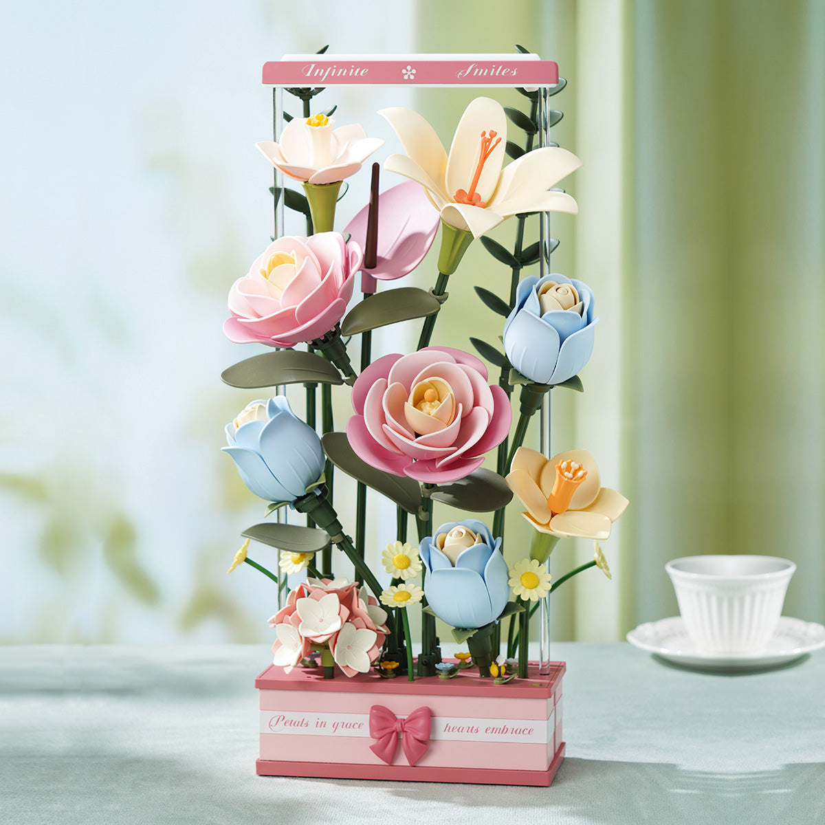 ROKR, Blooming Bouquet Box DIY, AF01D, 3D wooden bouquet box puzzle, styled scene
