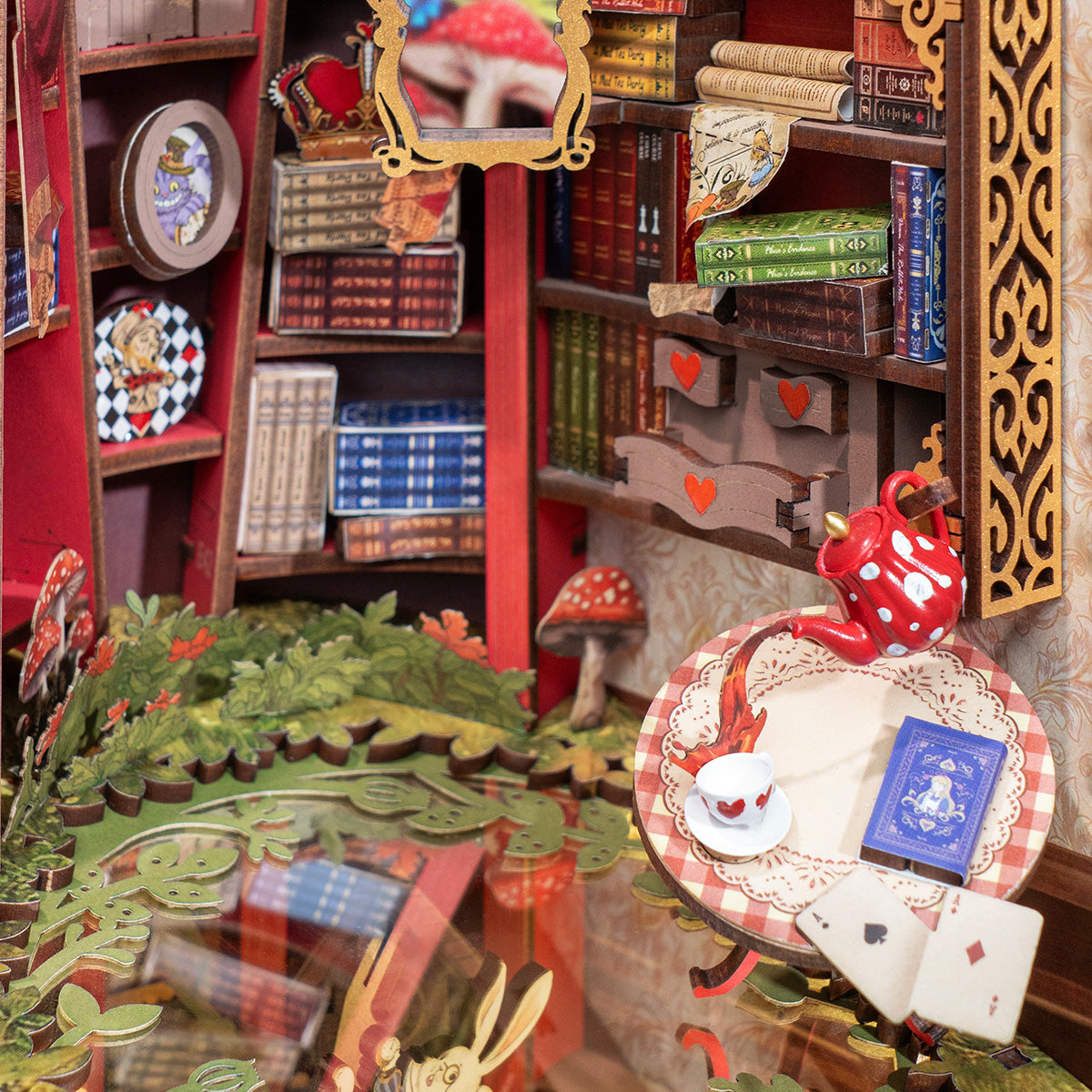 Rolife Fall into Wonder DIY Book Nook TGB12, 3D wooden book nook puzzle diorama, side view