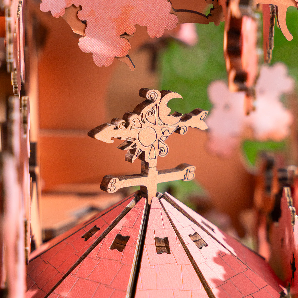 Rolife Sakura Tree House DIY Wooden 3D Puzzle TGS04, 3D wooden DIY tree house puzzle, top-down view