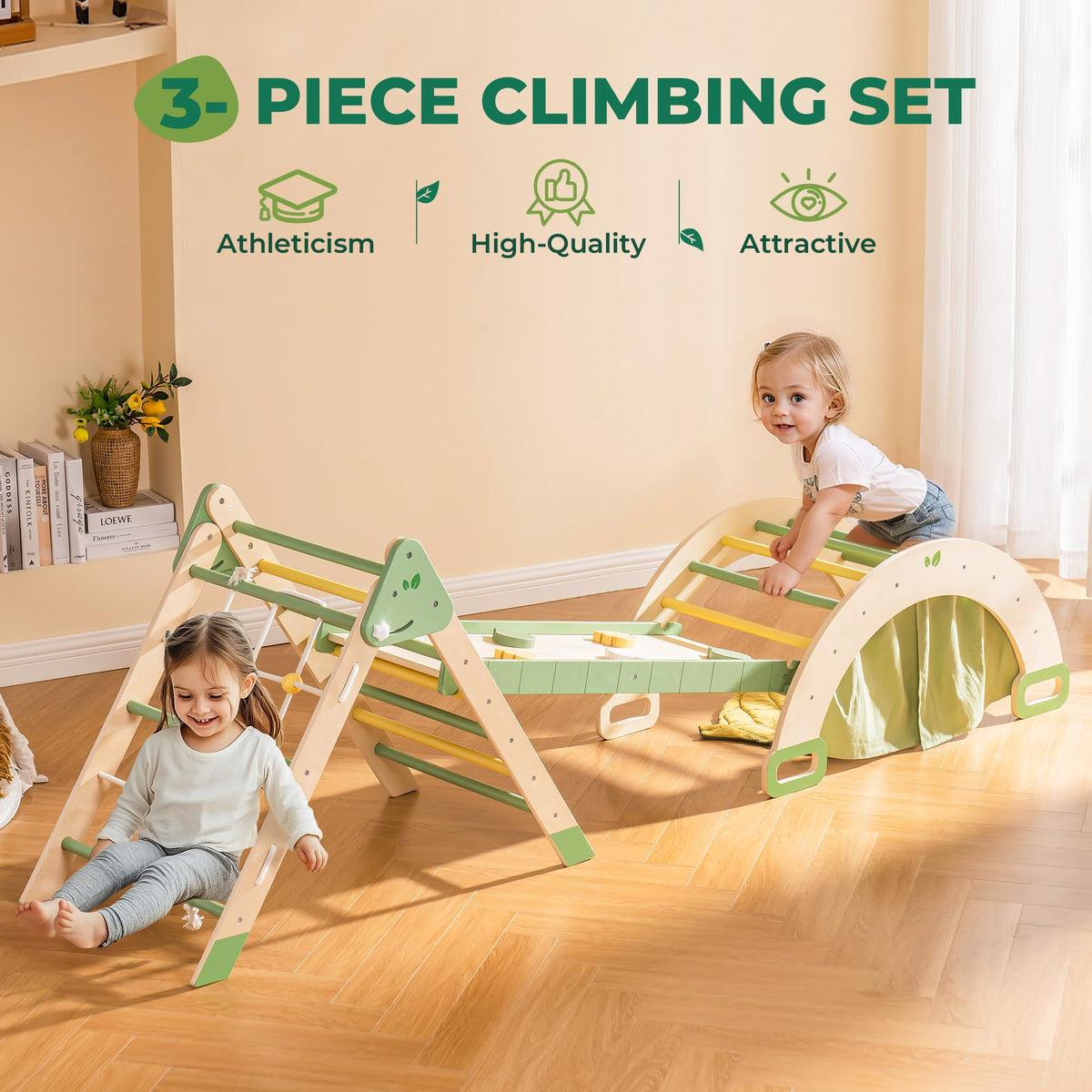 Robud toddler climbing toy set, top-down view of components