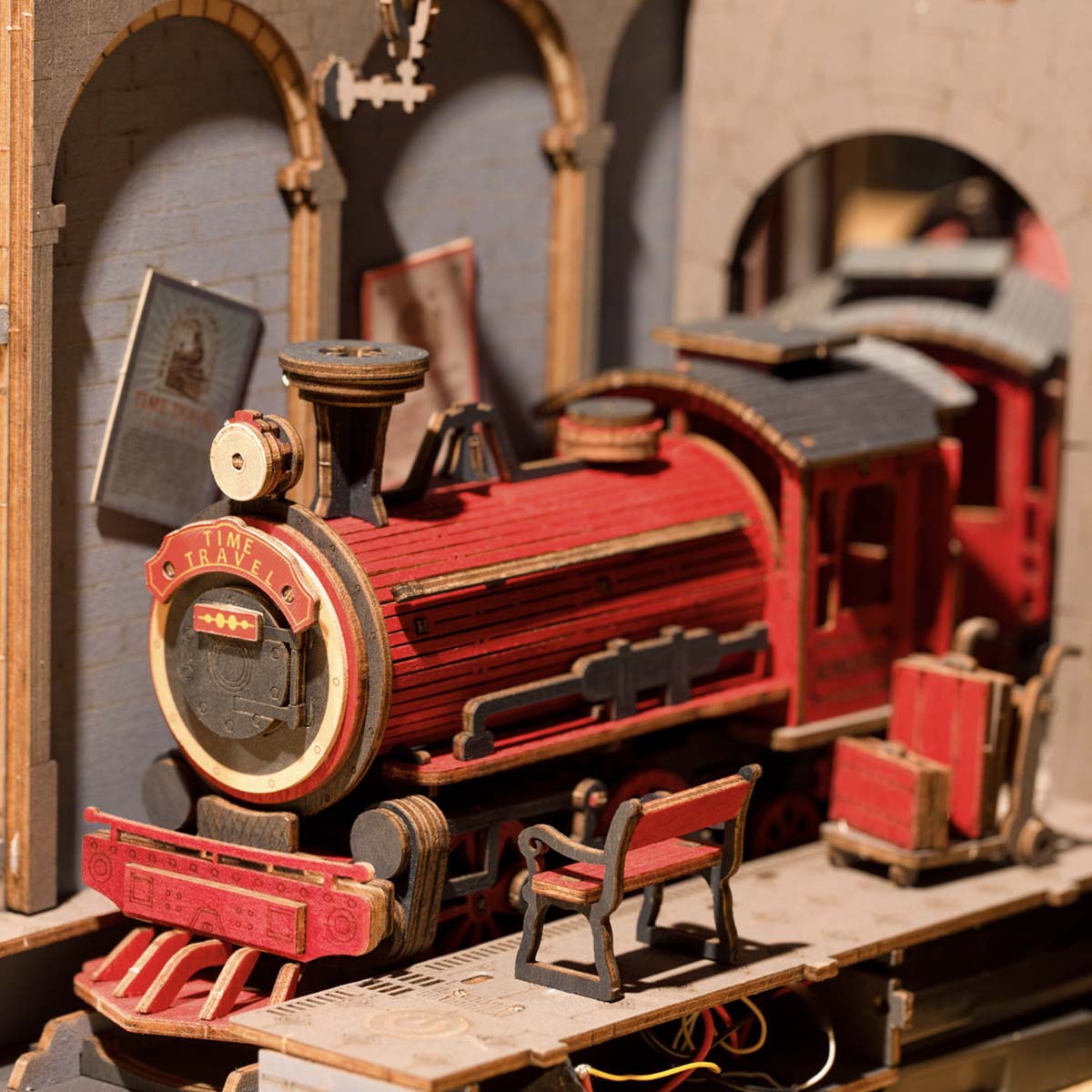 Rolife, Time Travel, TGB04, DIY book nook kit, detail close-up