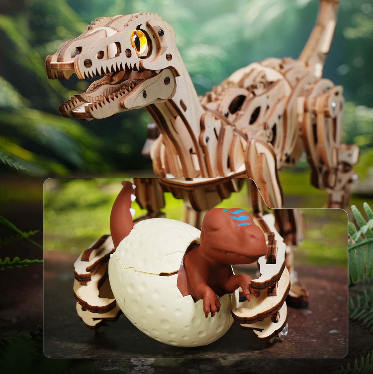 ROKR Velociraptor Mechanical mechanical 3D wooden puzzle, parts and components LD01