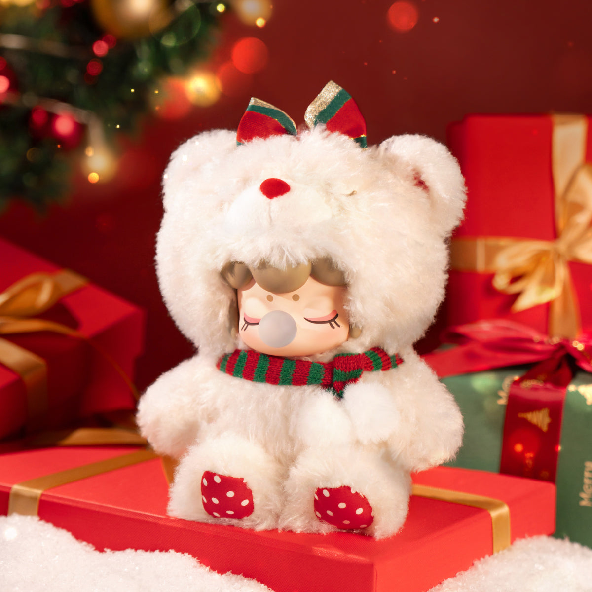 Rolife Nanci Christmas Bear Plush Pendant MN002 collectible figure, product front view on neutral background