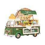 Rolife Leo's Coffee Truck cropped detail showing slice of Coffeura green awning sign and rooftop accessories