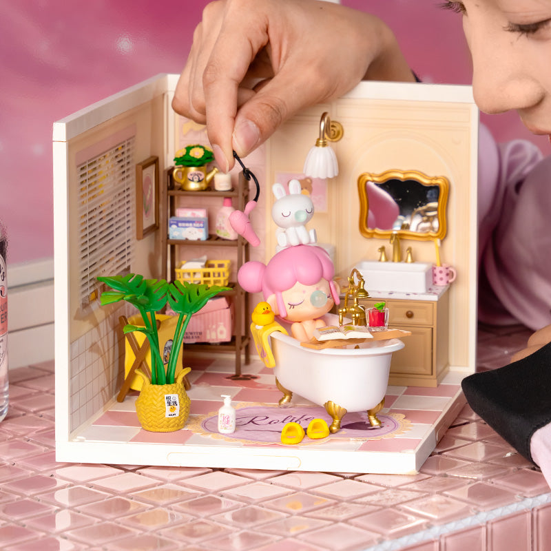 Rolife Super Creator 3 in 1 L Shape DIY miniature dollhouse kit, top-down view of the assembled model