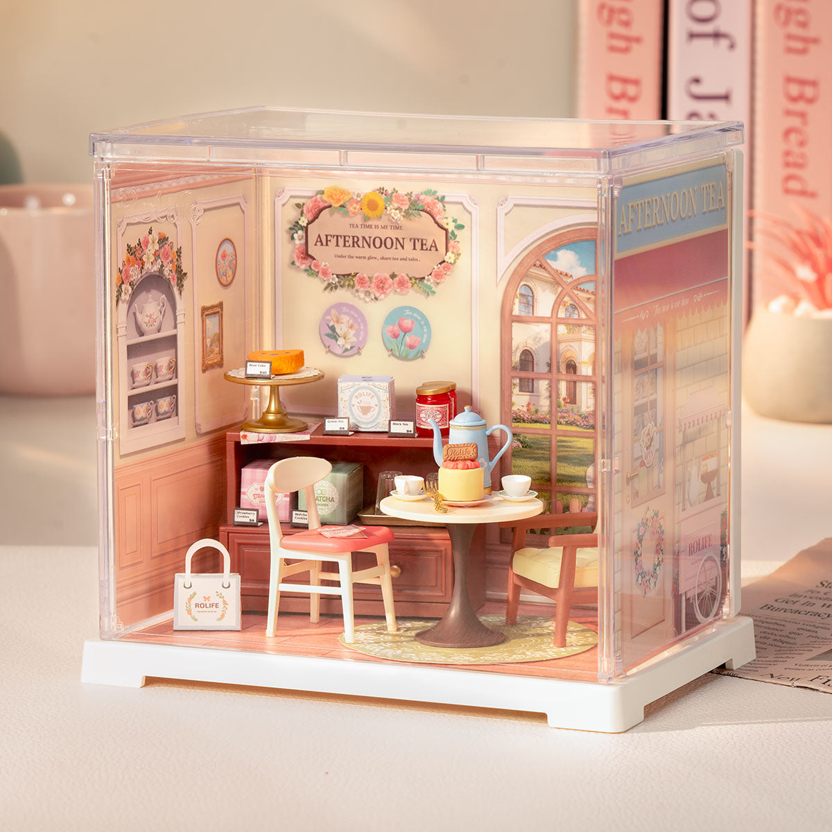 Rolife Honey Tea Lounge DIY miniature house kit, detail close-up DWS02B