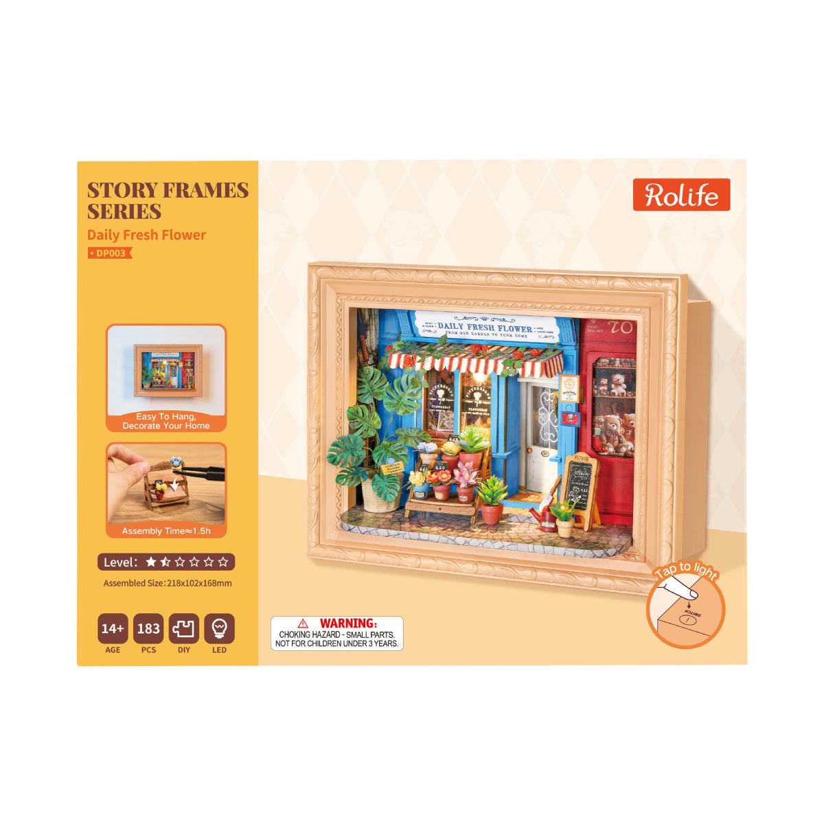 Rolife Daily Fresh Flower 3D Wooden Puzzle DP003 3D wooden flower puzzle, styled lifestyle scene with model assembled