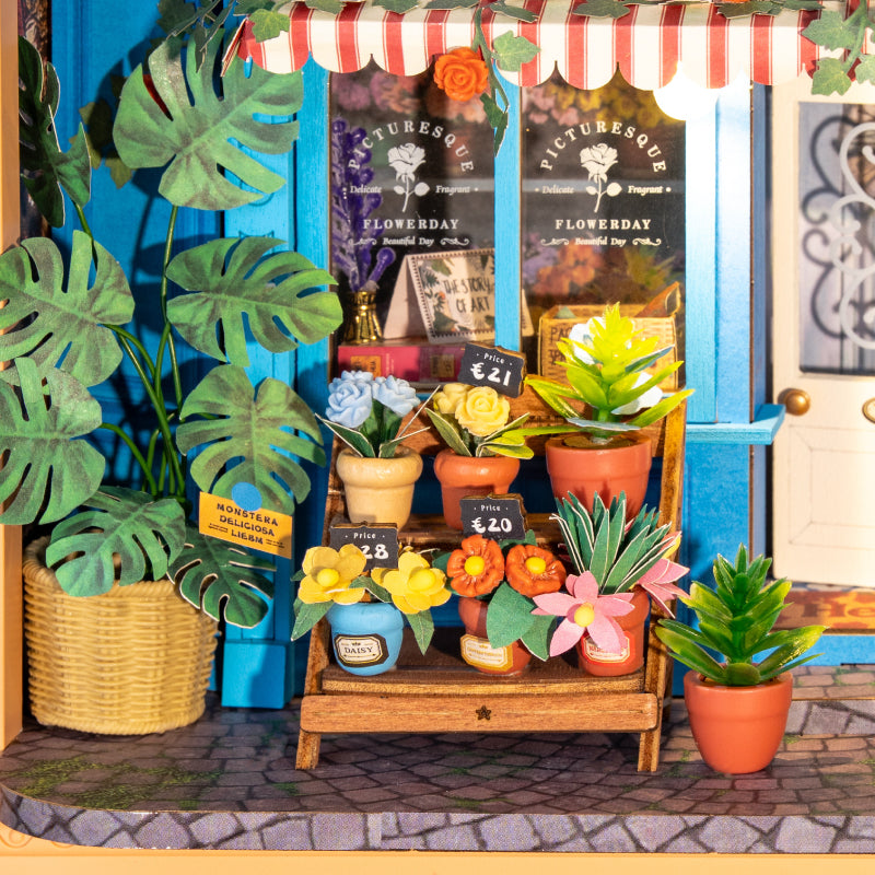 Une rue pleine de fleurs
