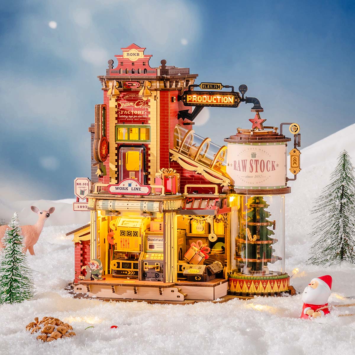 ROKR Weihnachtstraum-Geschenkfabrik Holzspieluhr EAB01