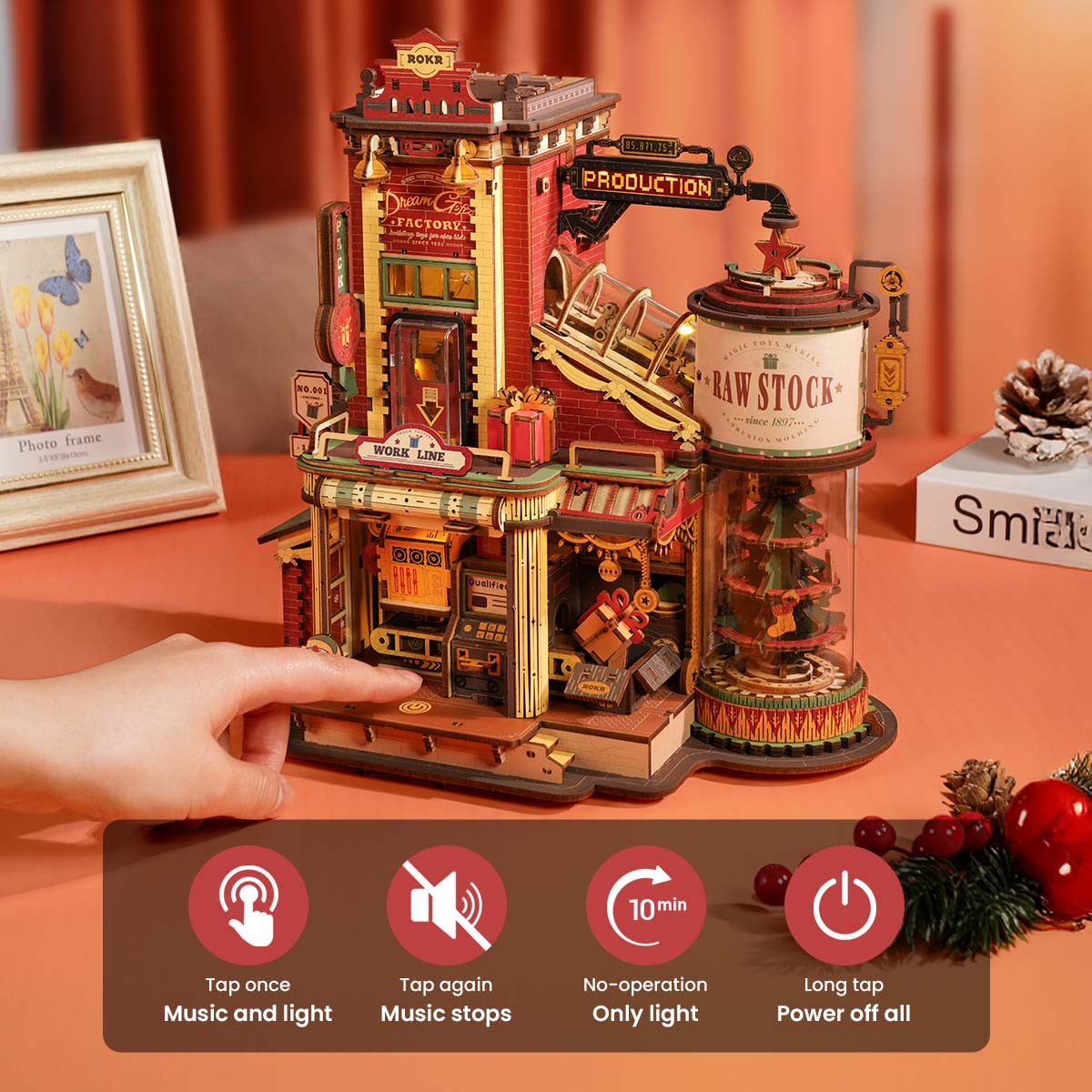ROKR Gift Bundle + DIY gift bundle, product detail view: LGC01 Cog Coaster marble run and EAB01 Carousel music box kits EA...