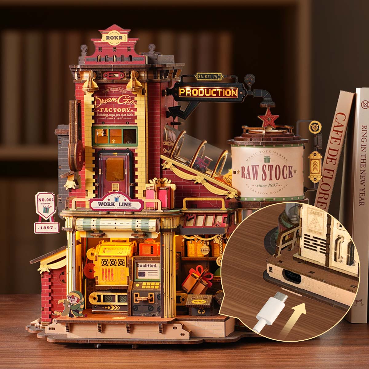 ROKR Gift Bundle + DIY gift bundle, product detail view: LGC01 Cog Coaster marble run and EAB01 Carousel music box kits EA...