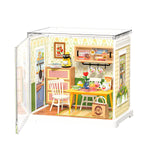 Rolife Floral Dining Room Miniature House DWS06B DIY miniature house kit, product front view on neutral background