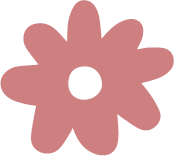 Dusty rose daisy-shaped flower icon with a white center, decorative flat illustration element