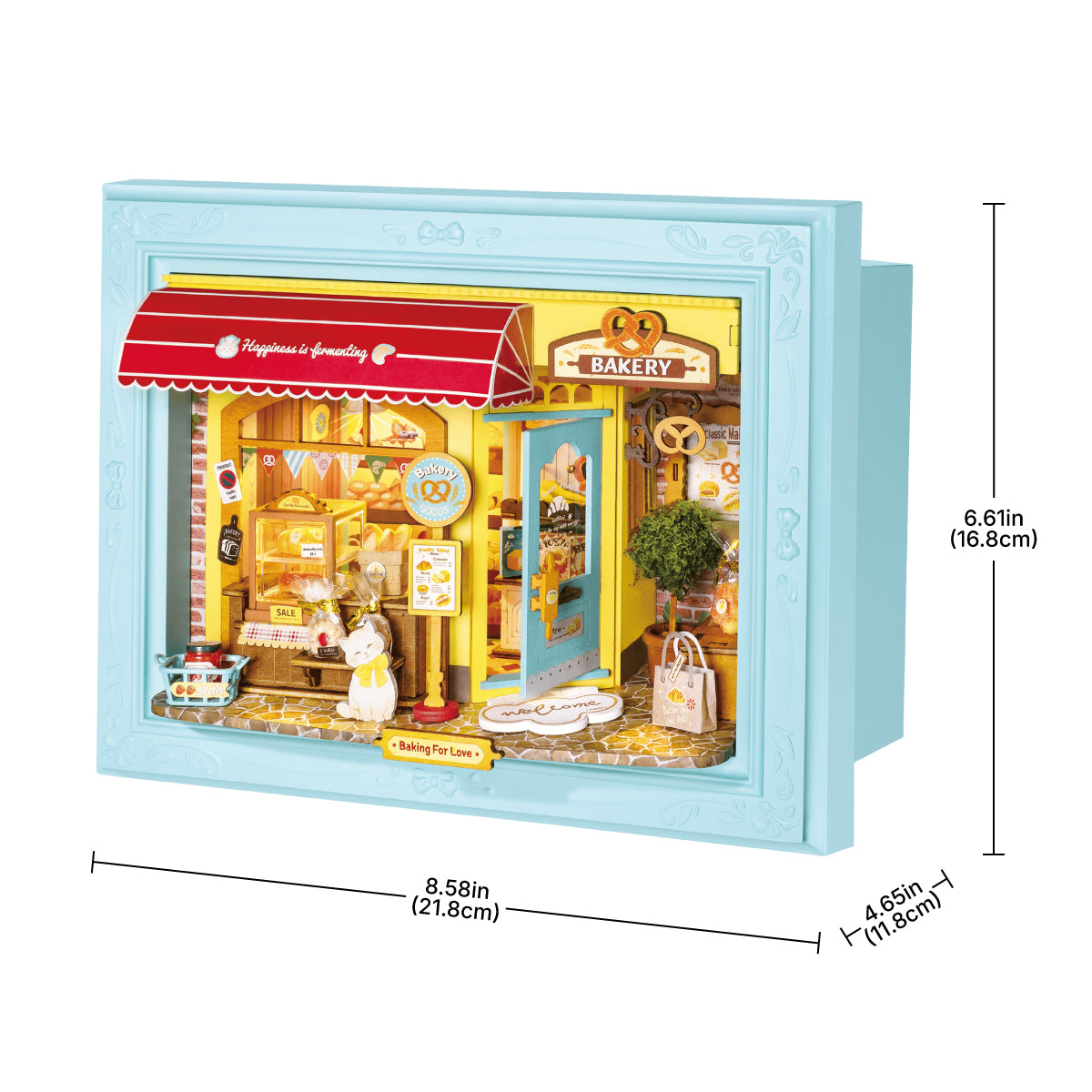 Rolife Fluffy Cat Bakery 3D Wooden Puzzle DP001 3D wooden puzzle model, detail of decorative elements and finish