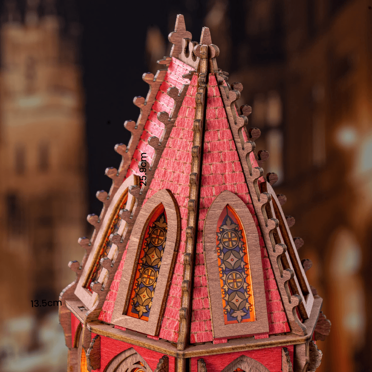 Rolife Geometric Cathedral 3D Wooden Puzzle TGA03 3D wooden architecture model, top-down view of layout and arrangement