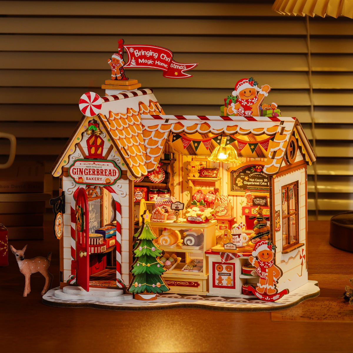 Rolife Gingerbread House Miniature House DG176 DIY miniature house kit, detail of decorative elements and finish