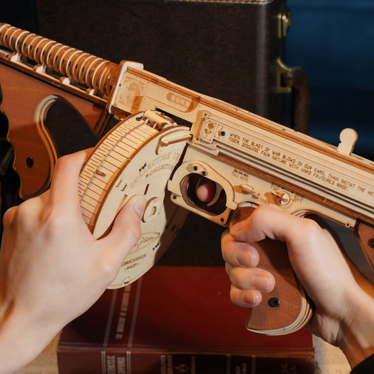 ROKR Gun Bundle + DIY gift bundle, product detail view: LQ901 wooden rifle and LQB01 wooden pistol DIY toy gun models LQB0...