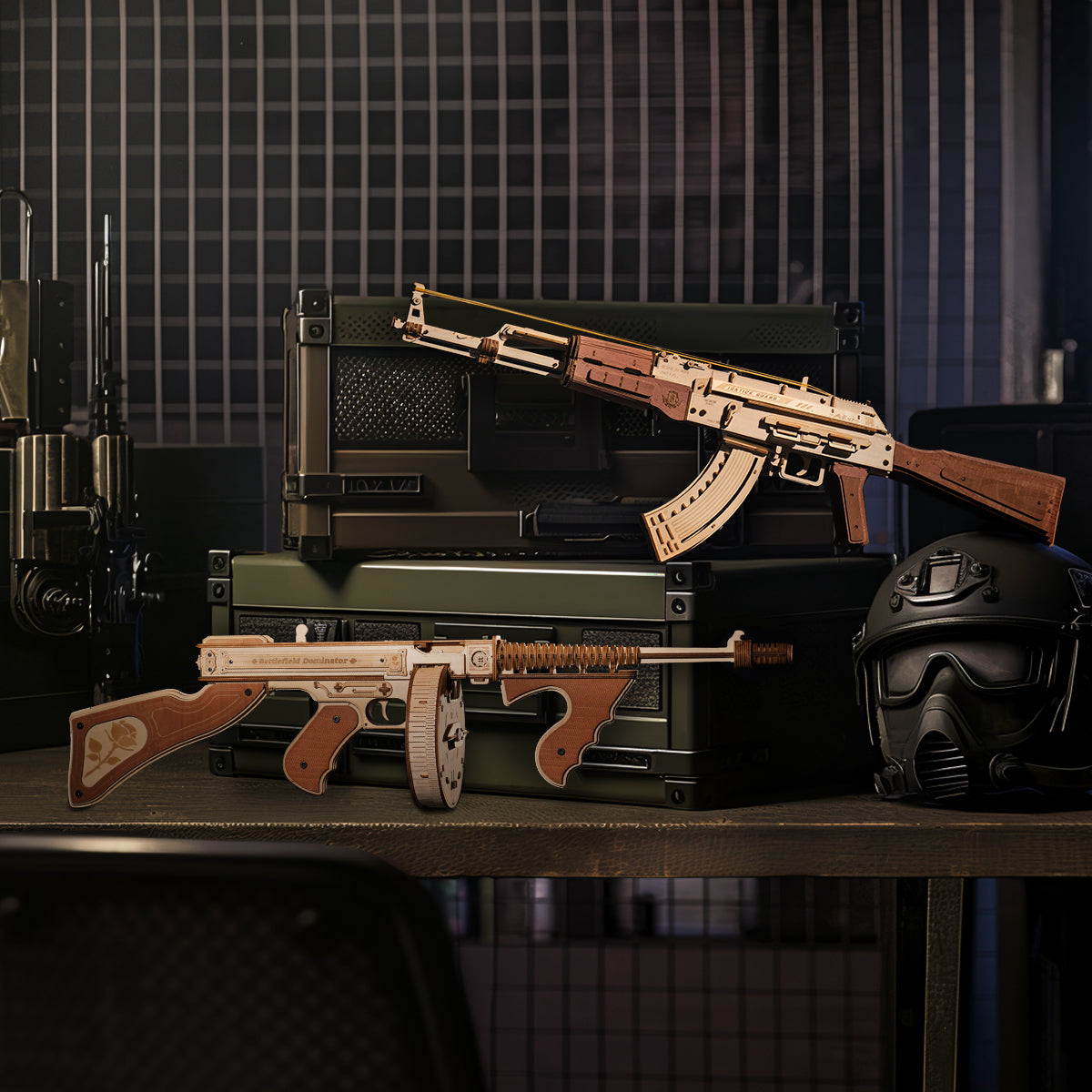 ROKR Gun Bundle + DIY gift bundle, product detail view: LQ901 wooden rifle and LQB01 wooden pistol DIY toy gun models LQB0...