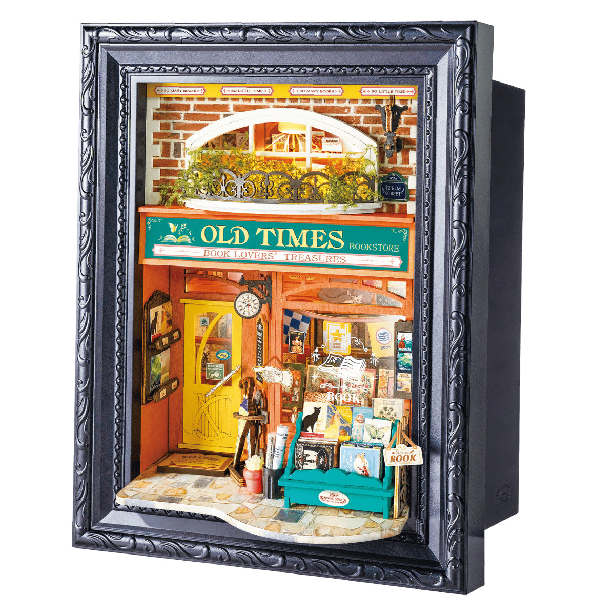 Rolife Old Times Bookstore 3D Wooden Puzzle DP004 3D wooden puzzle model, product front view on neutral background