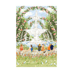 Rolife Afternoon Fountain PT001 hero puzzle artwork showing people gathered around a white fountain under a floral rose arch