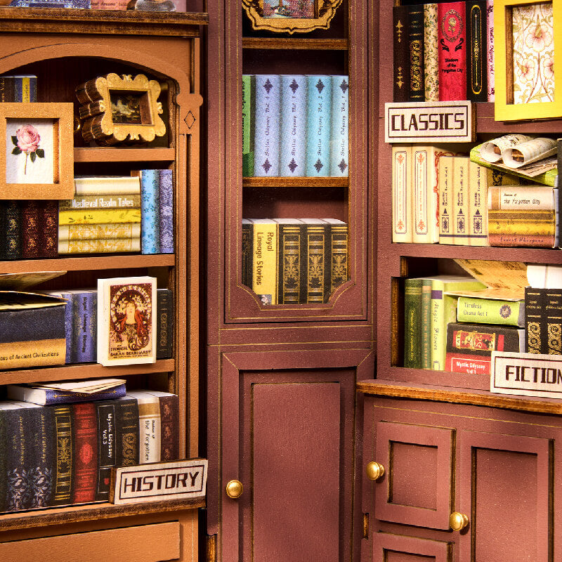 Mur de bibliothèque vintage