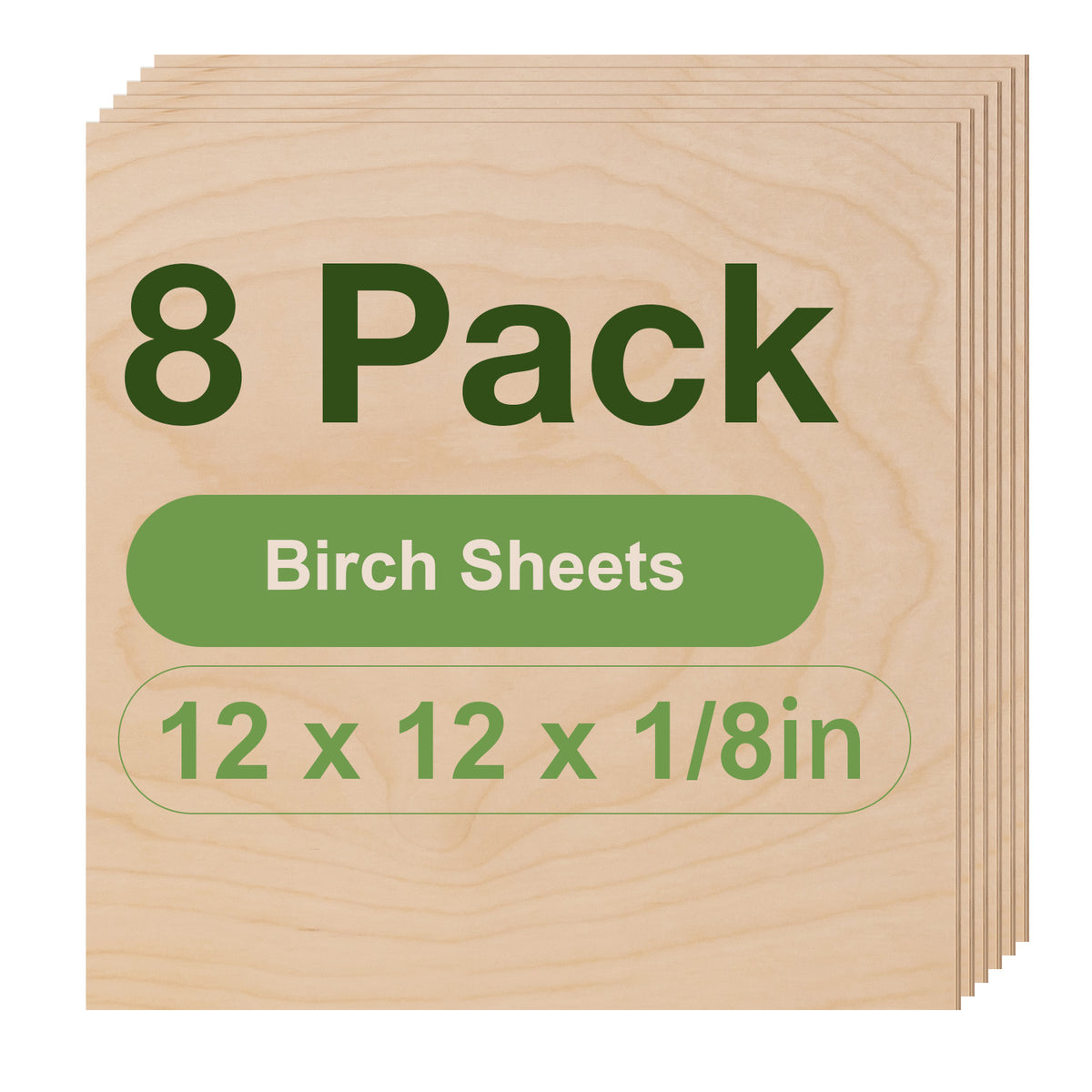 Robotime birch plywood craft sheets 6-pack RH004 variant, 12x12x1/4in, thicker basswood sheets for sturdy DIY projects.