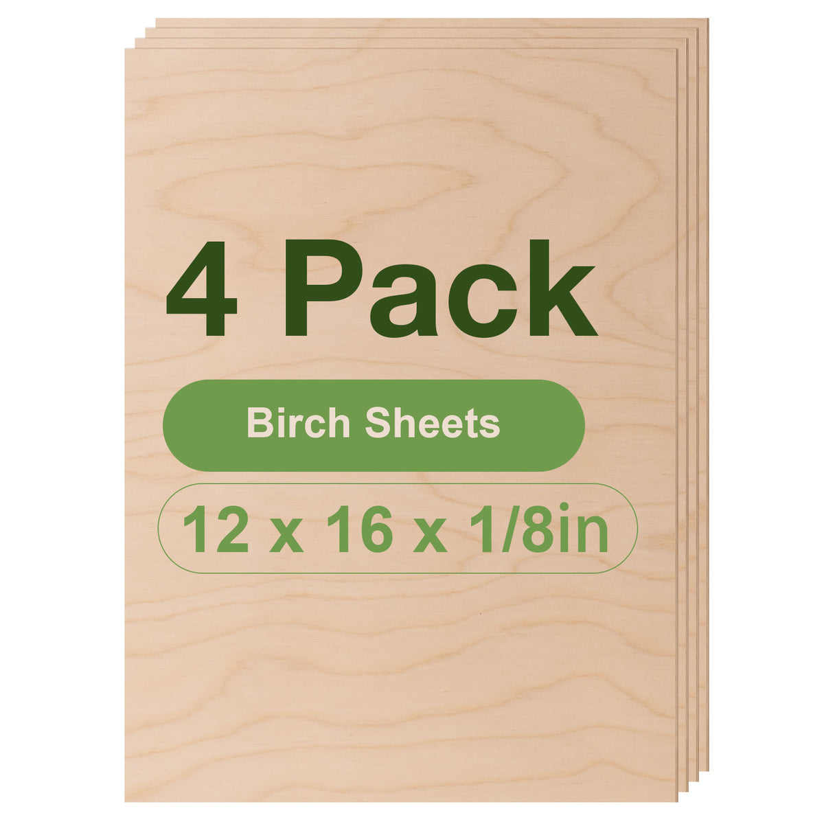 Robotime birch plywood craft sheets 10-pack RH006 variant, 12x12x1/8in square, natural basswood with even grain texture.