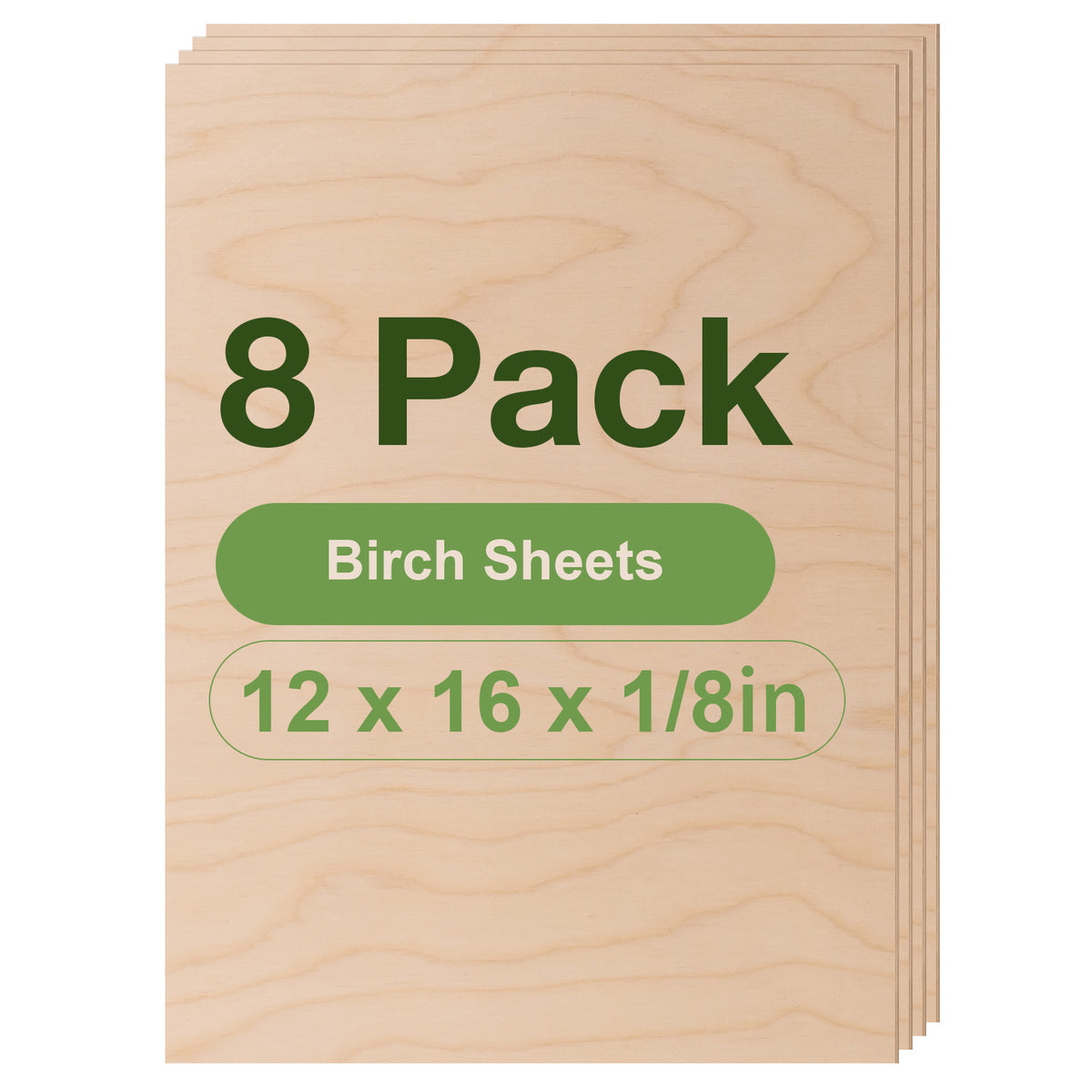 Robotime birch plywood craft sheets 6-pack RH008 variant, 12x16x1/8in, natural wood grain visible on smooth flat surface.