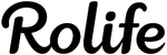 Wide black Rolife handwritten wordmark centered on a transparent background