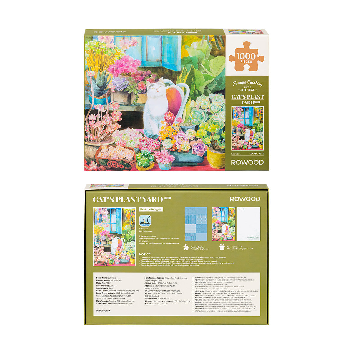 Rowood Cat's Plant Yard 1000 piece jigsaw puzzle PT012 assembled fifth angle