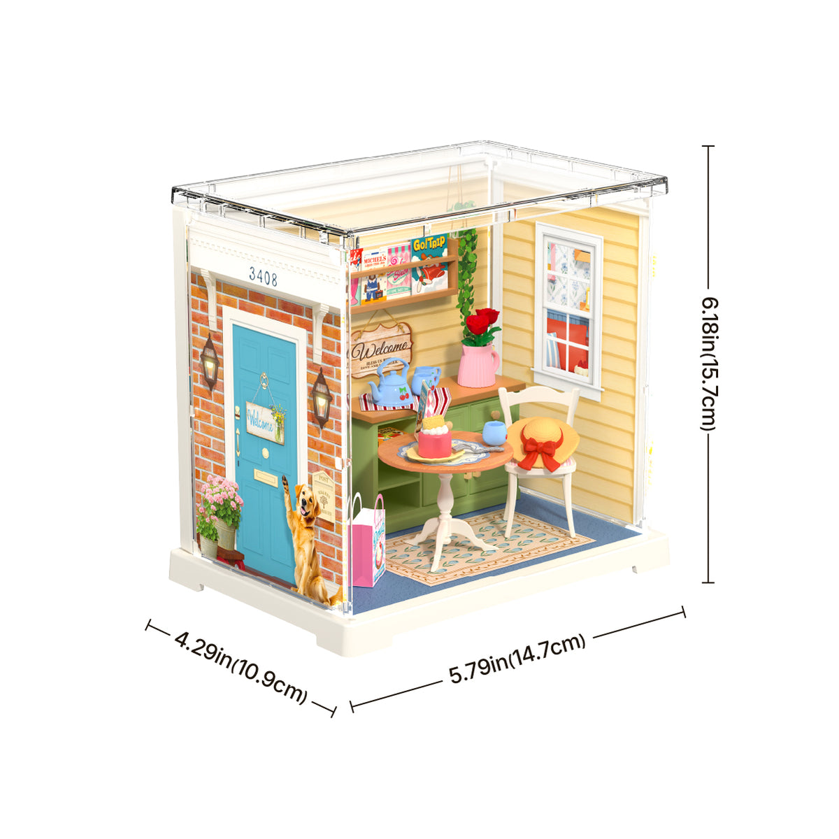 Rolife Sunshine Sip Porch Miniature House DWS07B DIY miniature house kit, detail of decorative elements and finish