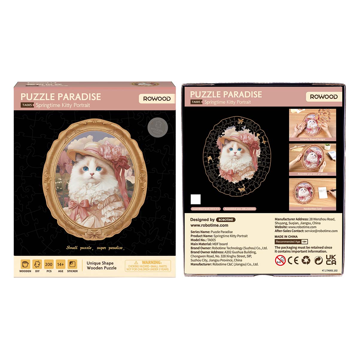Rowood Springtime Kitty Portrait Wooden Jigsaw Puzzle, wooden jigsaw puzzle, styled photo (TA005)