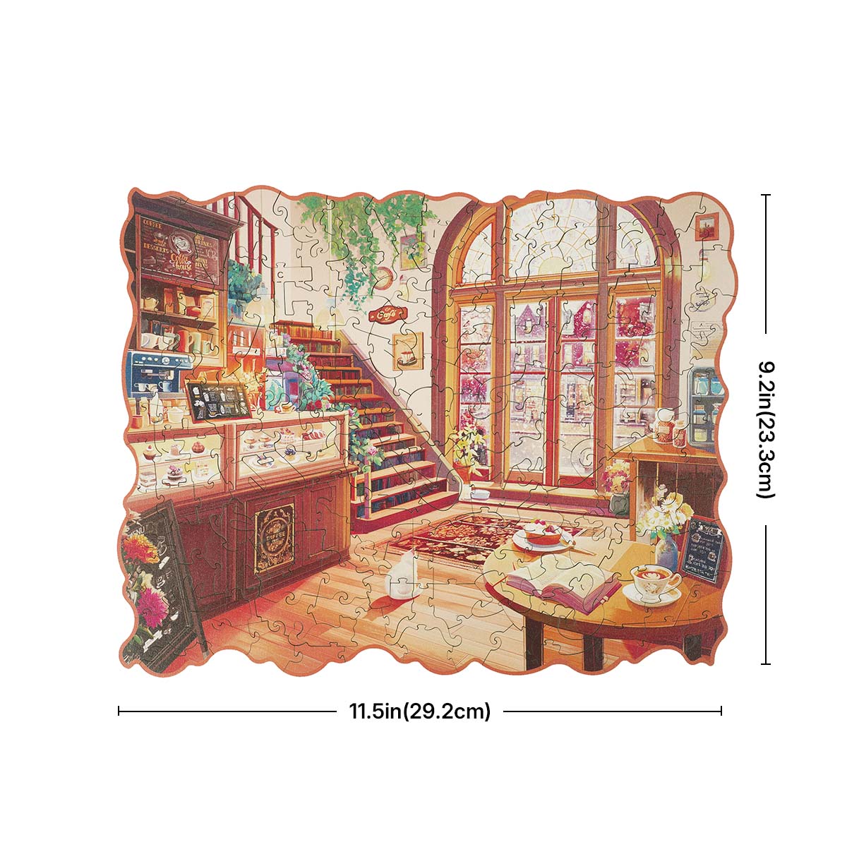 Rowood Cozy Winter Café Wooden Jigsaw Puzzle, wooden jigsaw puzzle, in-use demonstration (TA006)