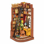 Rolife Silent Corner Study DIY Book Nook TGE02, 3D wooden book nook puzzle diorama, front product view