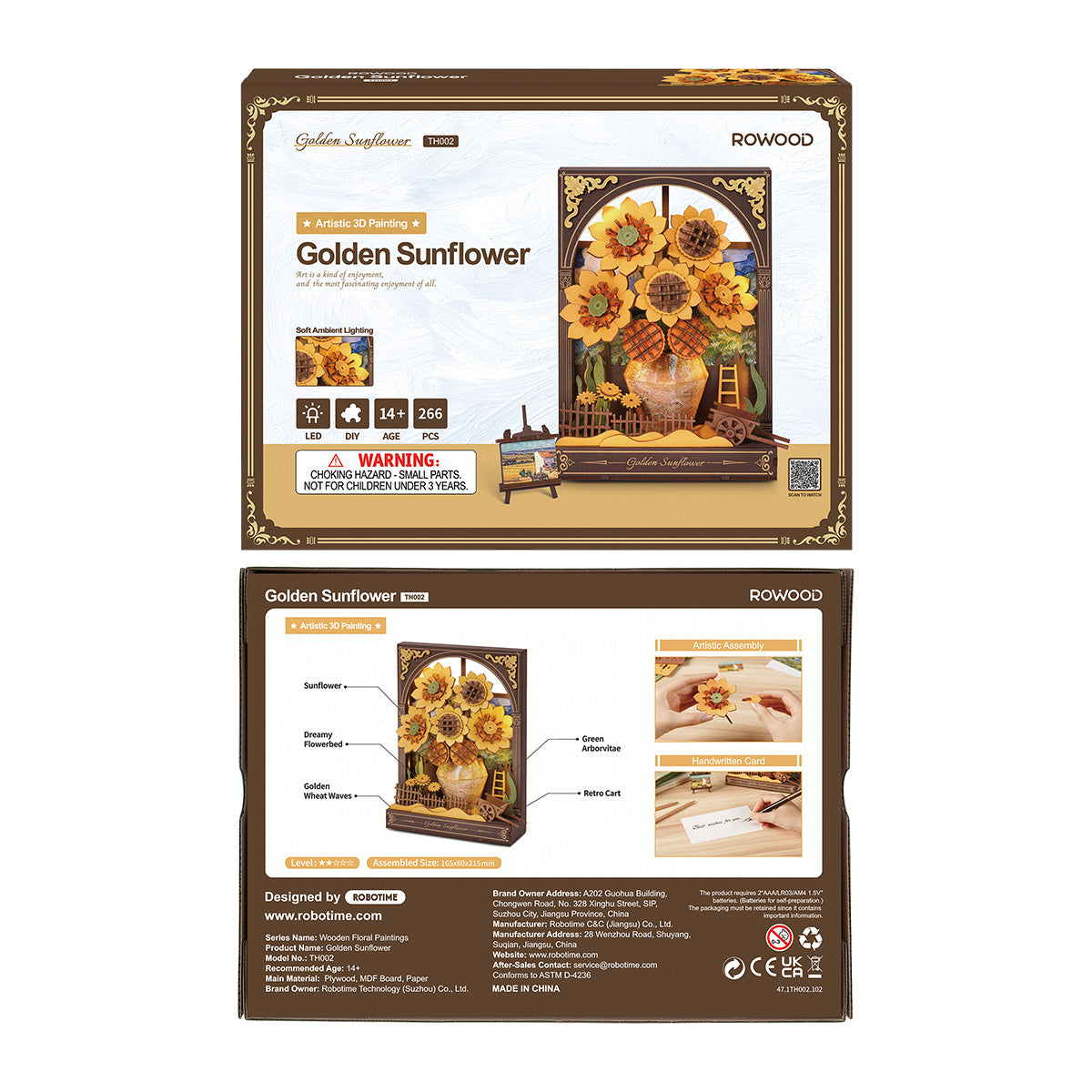 Rowood Golden Sunflower Wall Art 3D Wooden Puzzle TH002, 3D wooden wall art puzzle, styled photo